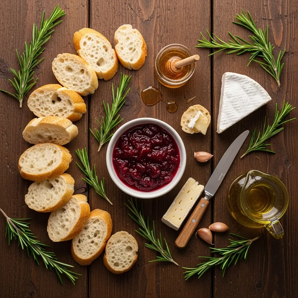 Ingredients for Cranberry and Brie Crostini