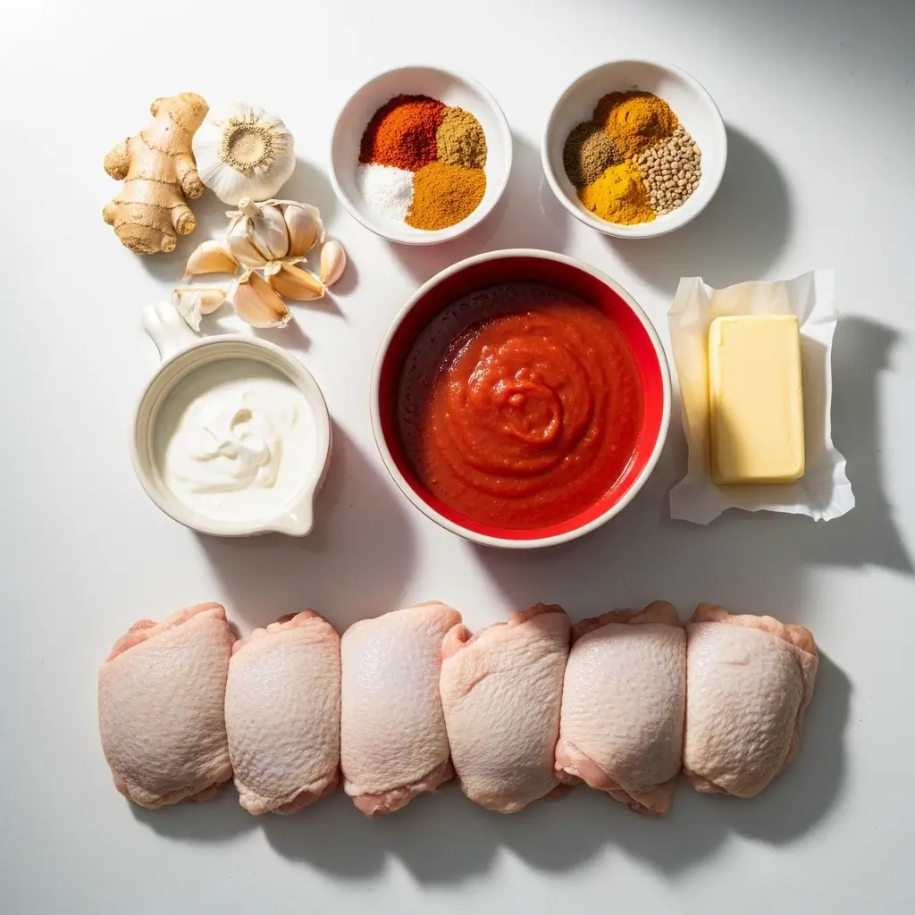 Crockpot Butter Chicken ingredients on a kitchen counter