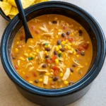 Crockpot Chicken Tortilla Soup with toppings