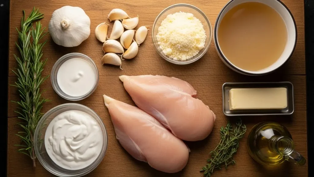 Crockpot Creamy Garlic Parmesan Chicken ingredients