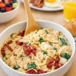 Crockpot Tuscan Chicken Orzo creamy Italian slow cooker dinner