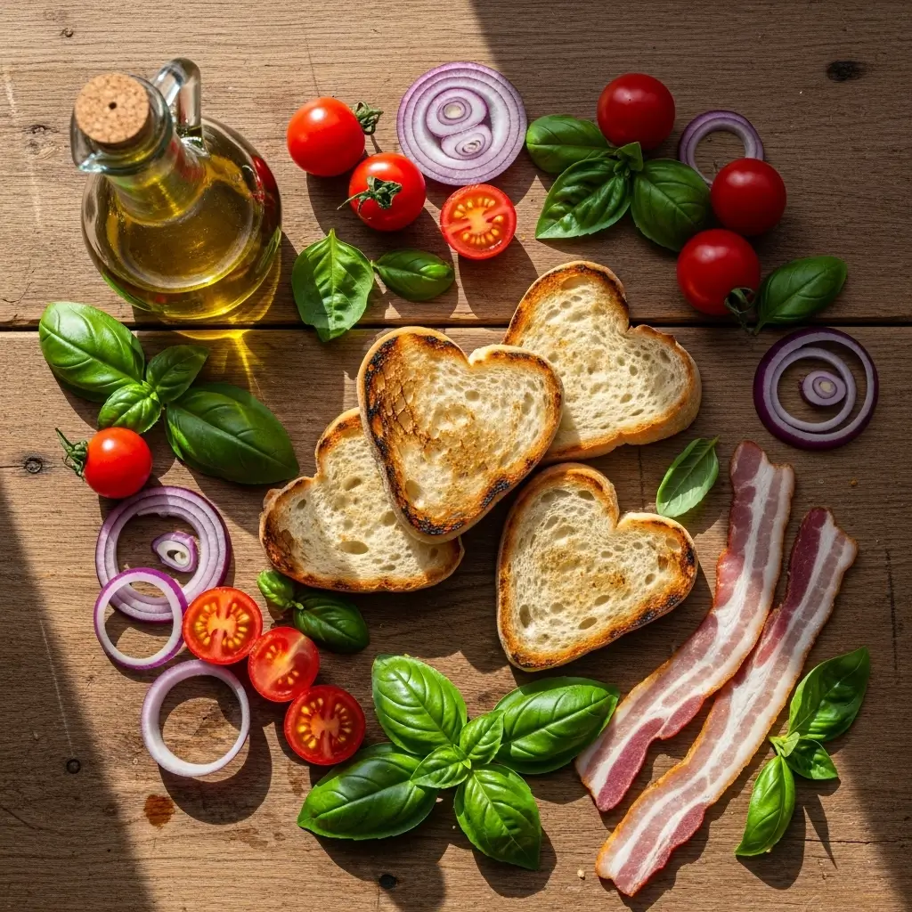 Ingredients for Cute Heart-Shaped Bruschetta