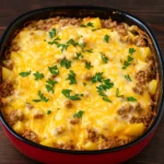 Easy Hamburger Potato Casserole fresh from the oven