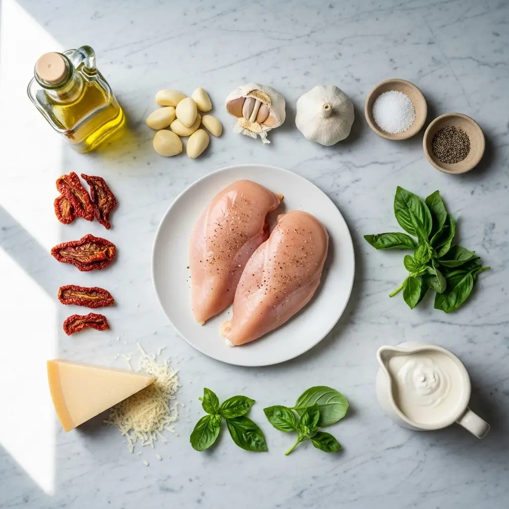 Easy Marry Me Chicken ingredients on a countertop