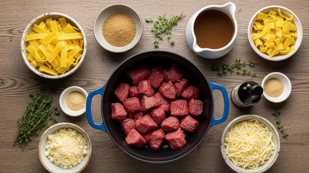 French Onion Beef and Noodles ingredients