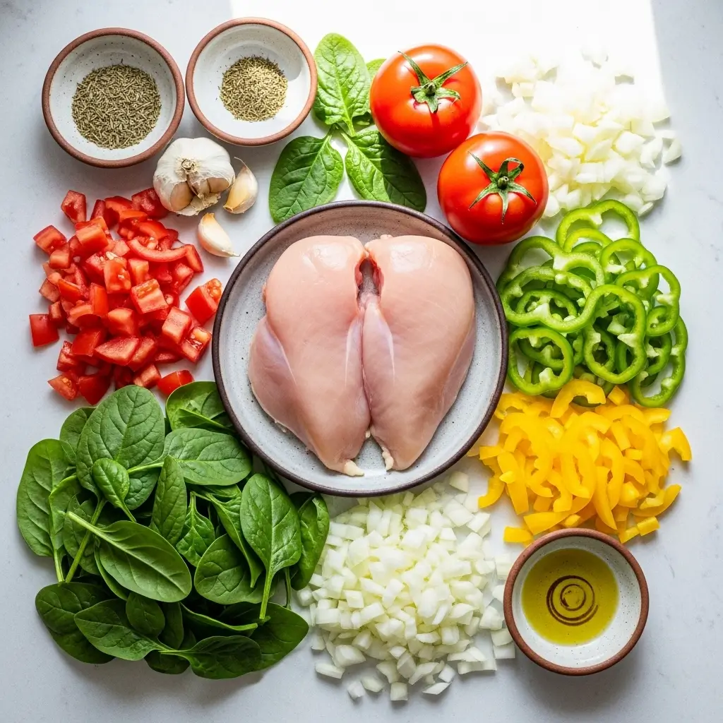 Healthy Chicken Crockpot ingredients on kitchen counter