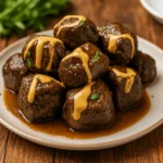 High Protein Slow Cooker Garlic Butter Beef Bites recipe
