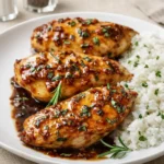 Honey Garlic Chicken Breasts with sticky glaze