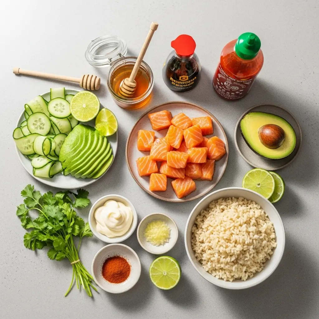 Honey Glazed Salmon Bowl Ingredients