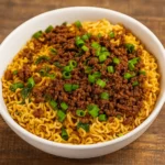 Korean-Style Ground Beef Ramen in bowl