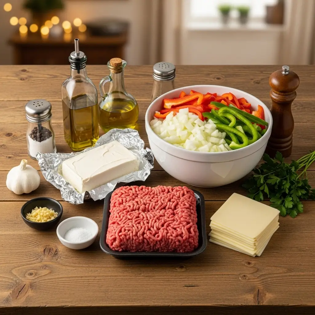 low-carb-philly-cheesesteak-casserole-ingredients