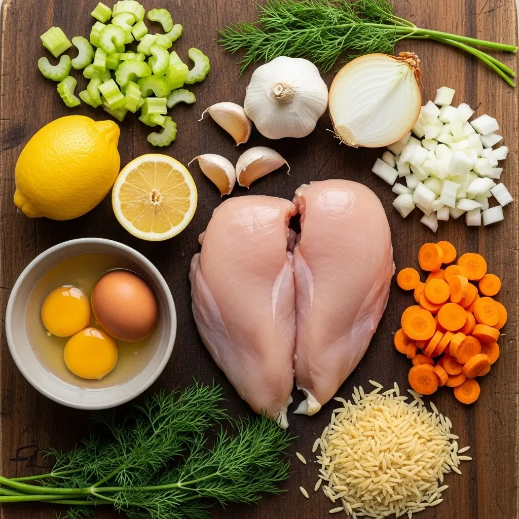 Ingredients for Mediterranean Lemon Chicken Soup