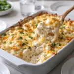 Million Dollar Chicken Casserole baked with golden topping