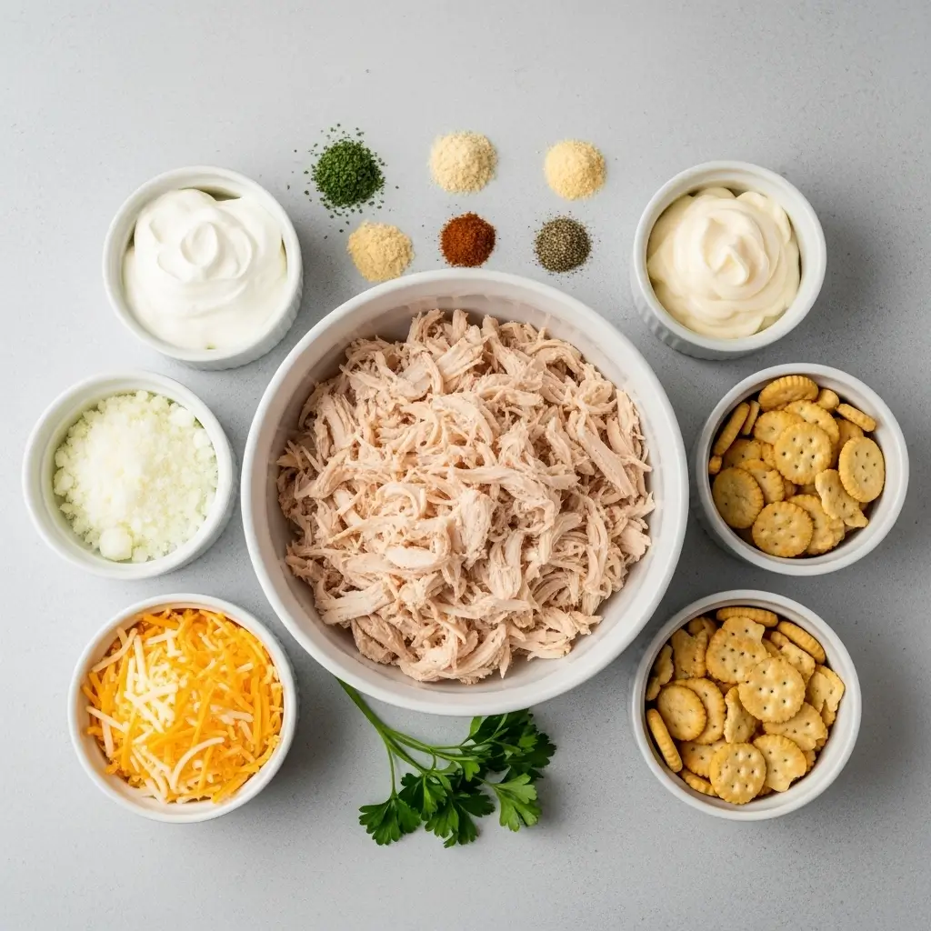 Million Dollar Chicken Casserole ingredients prepped on counter