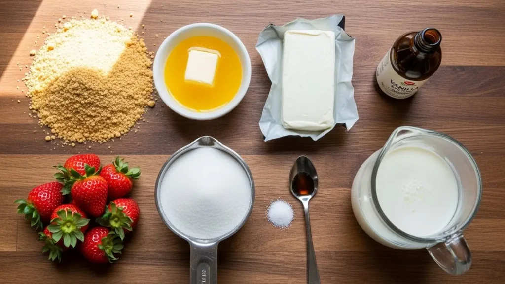 No Bake Strawberry Cheesecake Bars Ingredients