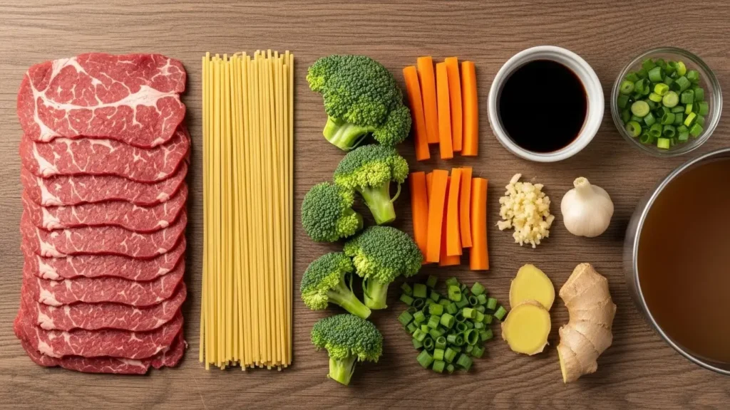 One-Pot Beef Ramen Ingredients