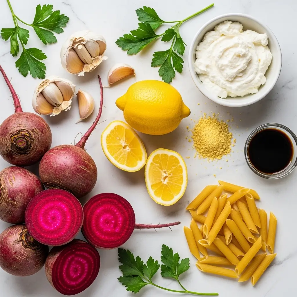Ingredients for Pink Creamy Vegan Pasta