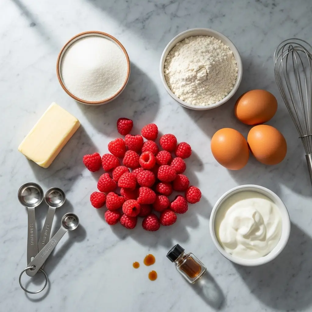 Raspberry Cupcakes Ingredients Flat Lay