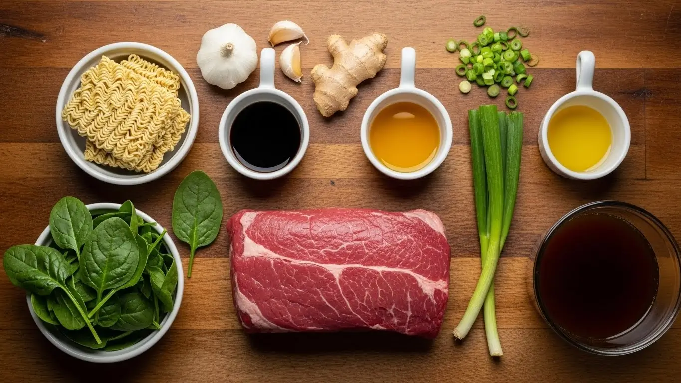 Ingredients for Slow Cooker Beef Ramen Noodles recipe
