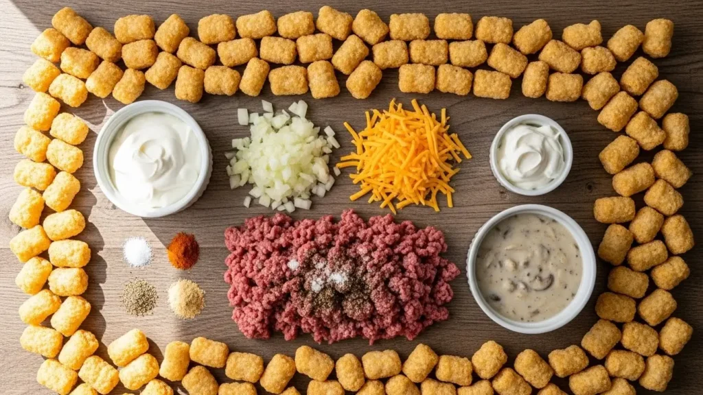 Ingredients for Tater Tot Casserole with Ground Beef