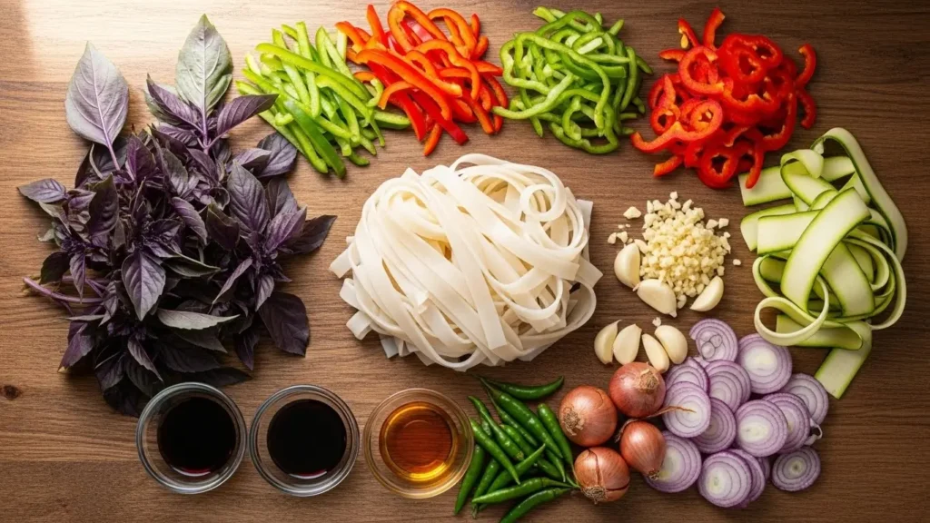 Ingredients for Better Than Takeout Thai Drunken Noodles
