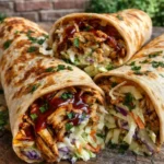 BBQ Chicken Coleslaw Wraps recipe with BBQ chicken and coleslaw