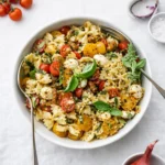 Bruschetta Pasta Salad with Mini Mozzarella Balls