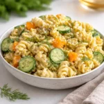 creamy dill pickle rotini salad recip