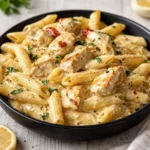 Creamy Ricotta Chicken Pasta in rustic bowl