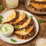 Crispy Baked Ground Turkey Tacos with Avocado Sauce