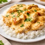 Easy creamy smothered chicken and rice recipe