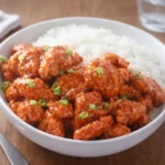 Easy Orange Chicken served with rice