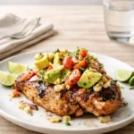 Fiesta Lime Chicken Recipe with Avocado served with salsa