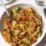 Low Carb Unstuffed Cabbage Casserole in skillet