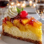 Pineapple Upside-Down Cheesecake dessert with caramelized pineapple
