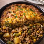 Slow Cooker Cowboy Casserole in rustic bowl