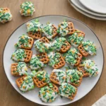 St. Patrick’s Day Rolo Pretzel Candy festive treats on tray