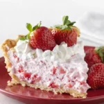 Strawberry Cool Whip Pie on rustic table
