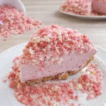 Strawberry Shortcake Freezer Pie slice on table