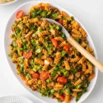 aco Pasta Salad in a bowl with beef, cheese, and tomatoes