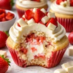 White Chocolate Strawberry Cupcakes