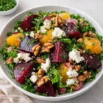 Fresh ingredients for Beet Salad with Feta including beets and feta