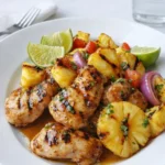Blackstone Pineapple Chicken sizzling with caramelized pineapple and peppers