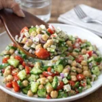 easy chickpea cucumber salad with feta and tomatoes