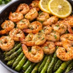 Lemon Garlic Shrimp and Asparagus skillet dinner