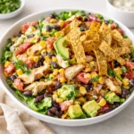 Vibrant Southwestern Chopped Chicken Salad in a wooden bowl