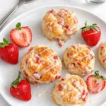 Strawberry Biscuits with Vanilla Glaze on table