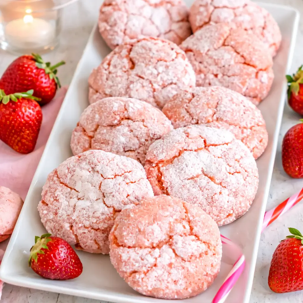Easy 5-Ingredient Strawberry Crinkle Cookies