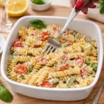 A large bowl of Creamy Italian Pasta Salad with pepperoni and vegetables