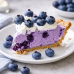 A delicious Easy No Bake Blueberry Cream Pie garnished with fresh berries